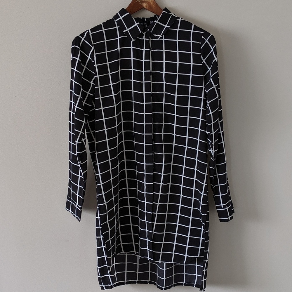 *On Sale* Boohoo : Black and White Button up Tunic